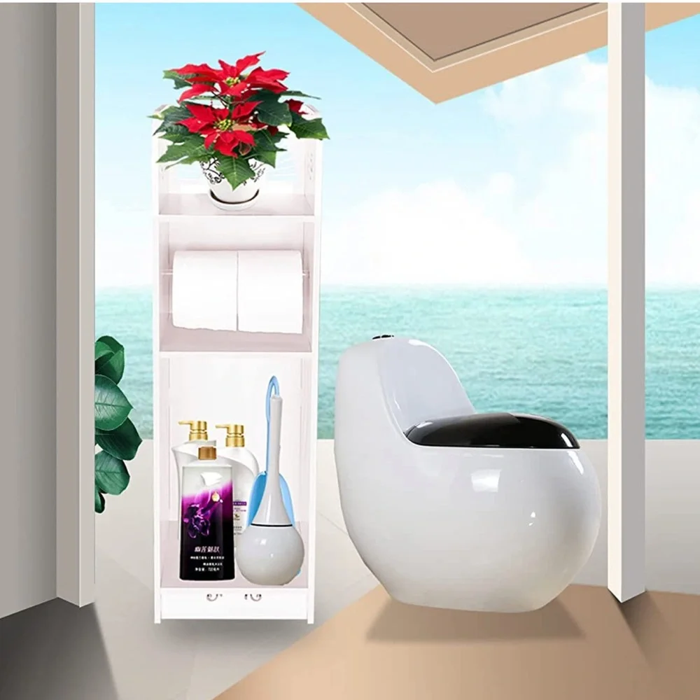 Narrow Bathroom Storage Corner Cabinet, Toilet Shelves
